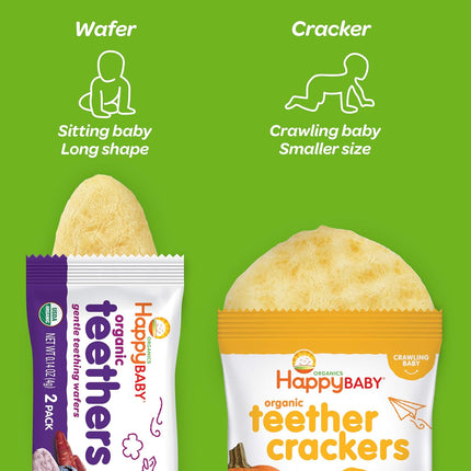 Organic Baby Teething Wafers, 3 Flavor Variety Pack, 12 Count Pack of 3