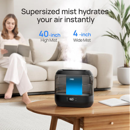 Smart Top-Fill 4L Cool Mist Humidifier for Bedroom and Large Room, Black