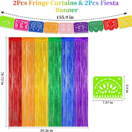 AuraHaus CasaAura Cinco de Mayo Decorations Fiesta Party Decorations Foil Fringe Curtains — Home Decor & Ambiance