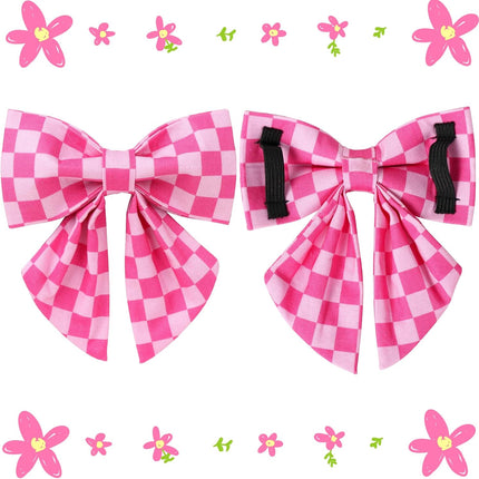 Pink Plaid Dog Collar with Bow Tie, Small