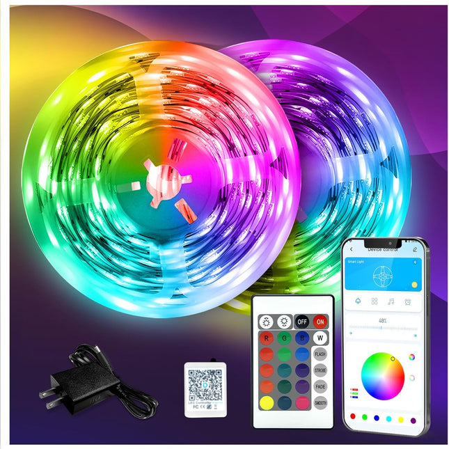 130 ft RGB LED Strip Lights with Remote and 24V Power Supply