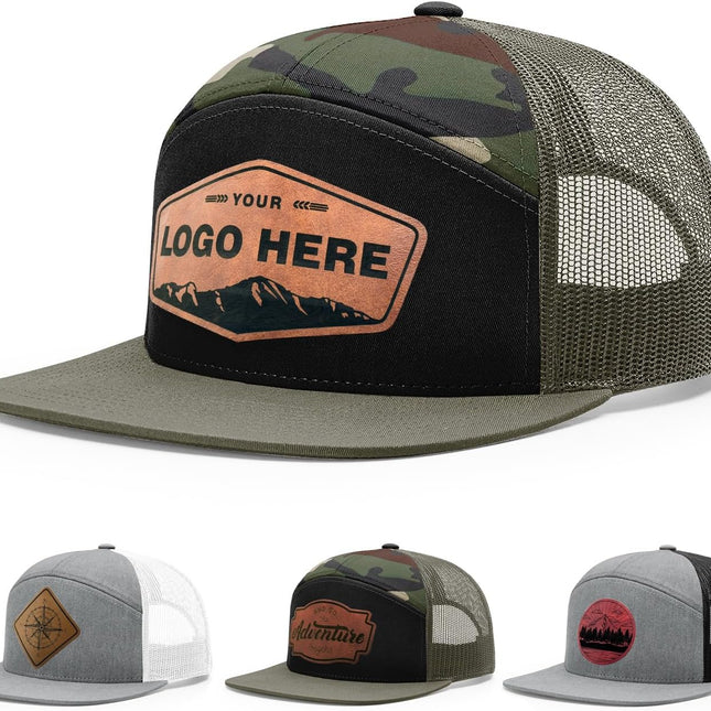 Personalized Custom Flat Bill Trucker Leather Patch Hat