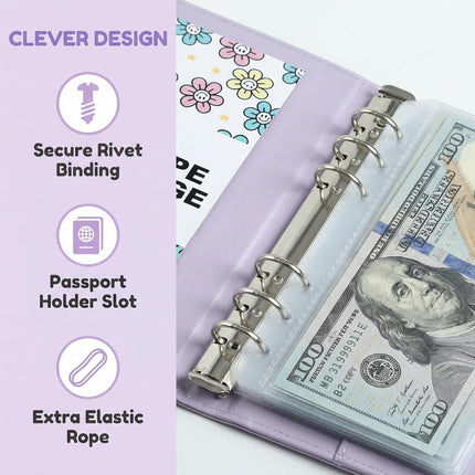 2Pcs 100 Envelopes Money Saving Challenge Binder, Pink + Purple