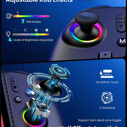 Handheld Gaming Controller with Hall Effect Joysticks & Triggers
