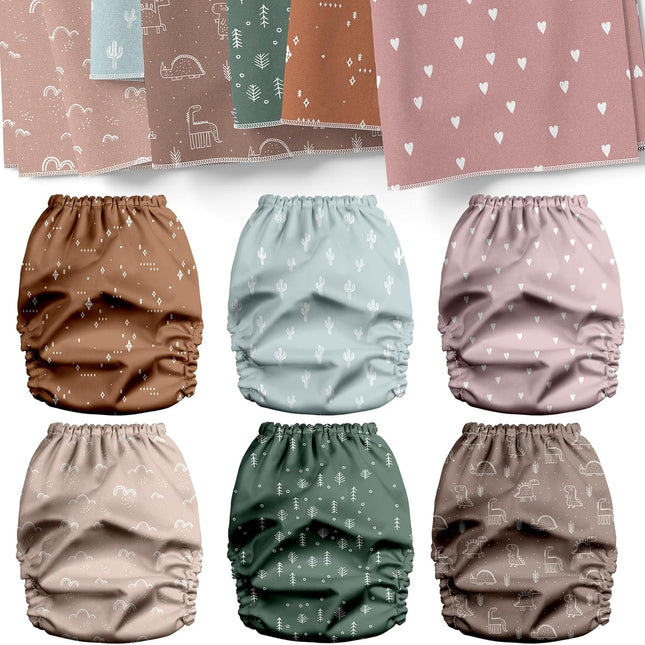 3.0 Pocket Cloth Diapers for Babies with AWJ Lining, 6 Pack with Inserts - Simply Neutrals