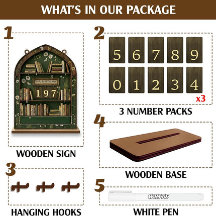 Books Read This Year Tracker Sign with 3 Bookmarks