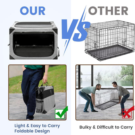 Light Grey 36 x 25 x 25 Inch Portable Foldable Dog Crate