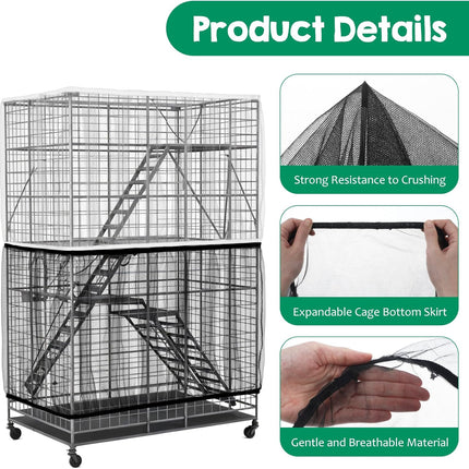 2-Piece Adjustable Bird Cage Seed Catcher Mesh Cover