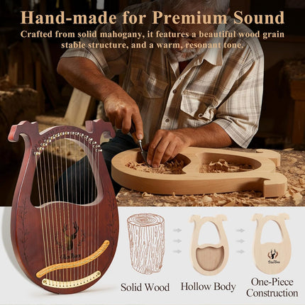 16-String Mahogany Lyre Harp Kit for Beginners