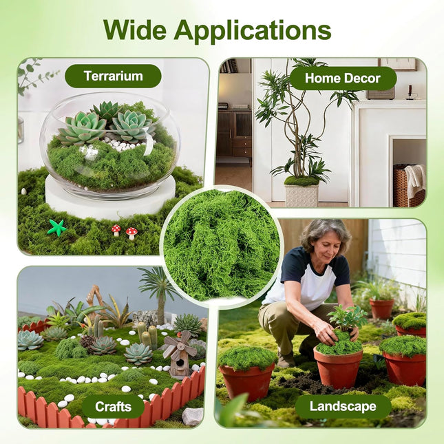 Fake Green Moss for Indoor Plants, Crafts & Floral Decor