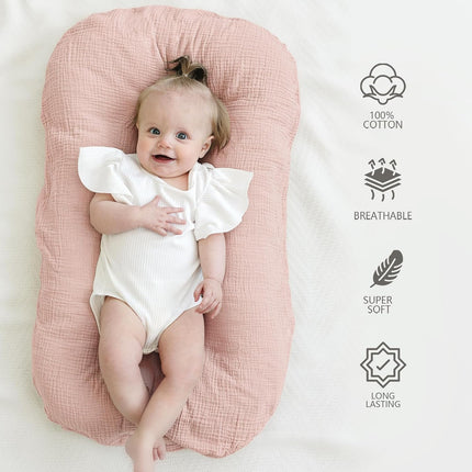Muslin Baby Lounger Covers, 100% Cotton, Pack of 2, Pink Blossom