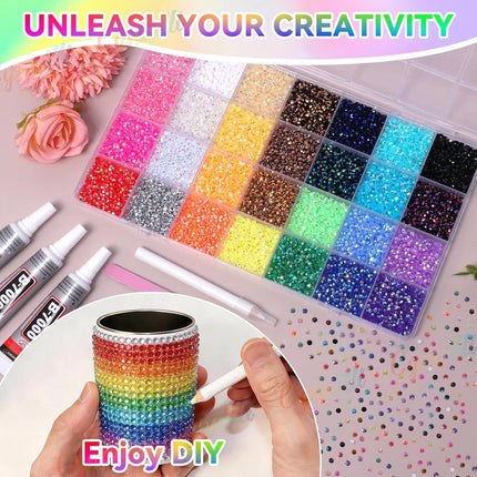 32,000-Piece 3mm Color Flatback Jelly Resin Rhinestones for Bedazzling
