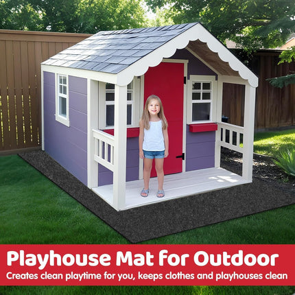 71 Inches x 55 Inches Large Outdoor Playhouse Mat, Waterproof with Non-Slip Bottom and Soft Felt Top