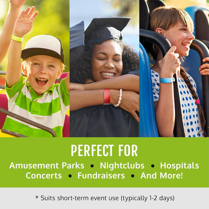 Neon Event ID Wristbands – 600 Count Tamper-Proof Bracelets