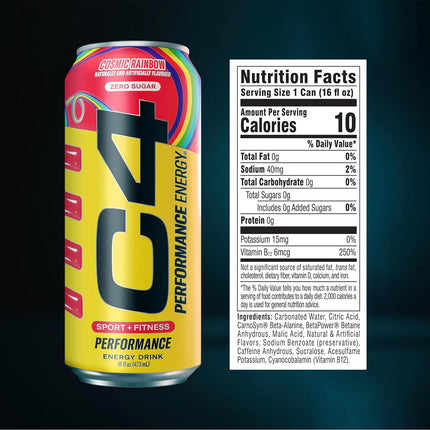 VitalEdge FiloVital C4 Performance Energy Drink Cosmic Rainbow, Zero Sugar Carbonated Preworkout — Fitness & Training