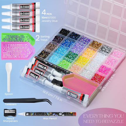 35000-Piece Multicolor Resin Jelly Rhinestones Kit with Glue and Tools