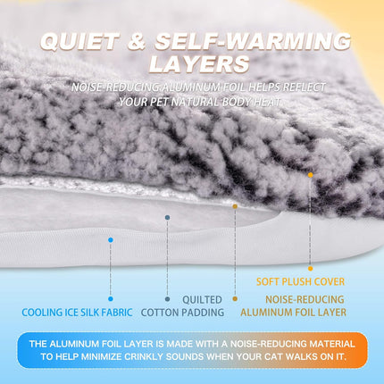 Reversible Cat Cooling Mat and Self-Warming Cat Bed, Gray, 18 x 24 in