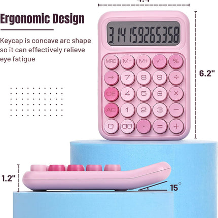 Pink 12-Digit Mechanical Switch Basic Calculator