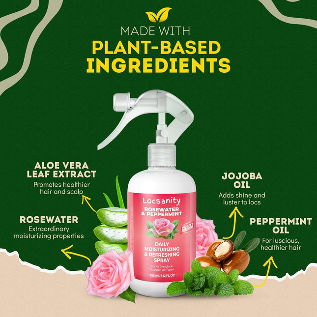 Daily Moisturizing Rosewater & Peppermint Loc Spray, 12 fl oz