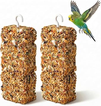 2 PCS Natural Bird Grain Treat Sticks for Small to Medium Birds