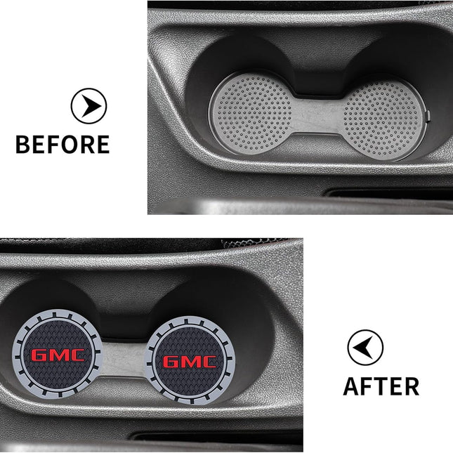 2-Piece Universal Non-Slip Silicone Car Cup Holder Coasters, Black