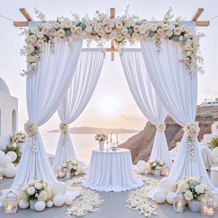 10x10 ft White Wrinkle-Free Backdrop Curtains - side view