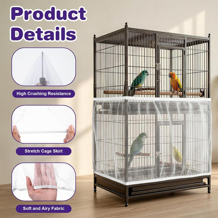 PawHaven RefugioPata Bird Cage Cover, Large Breathable Nylon Mesh Seed Catcher Birdcage Guard — Pet Supplies