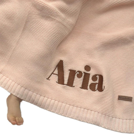 Personalized Baby Blanket with Name - Light Pink Cotton Knit Swaddle