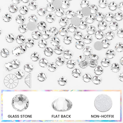 1440-Piece SS20 Crystal Clear Glass Flatback Rhinestones