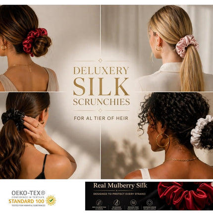 SourceToHome FuenteACasa Mulberry Silk Scrunchie for Women 22 Momme – Large Hair Tie — Home & Lifestyle