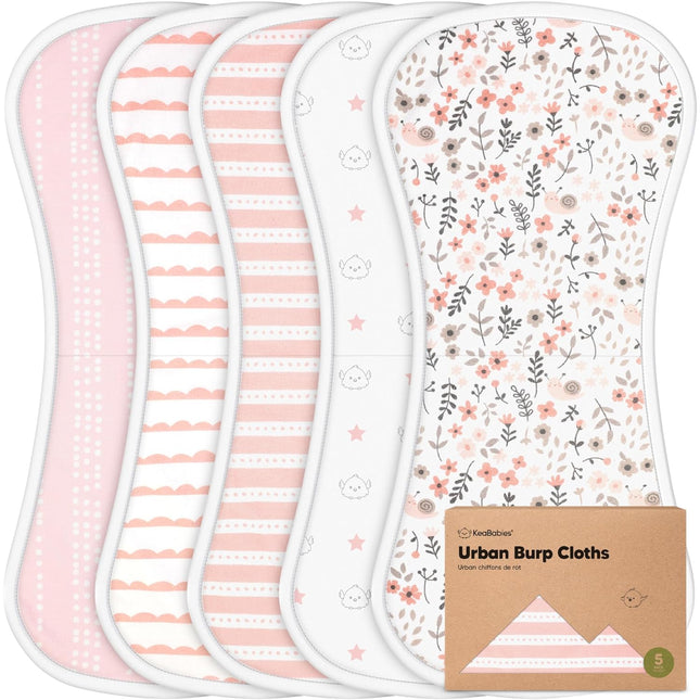 Organic Cotton Burp Cloths for Babies, 5-Pack