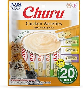 INABA Churu Lickable Cat Treats Grain-Free Chicken flavor 20 tubes pack