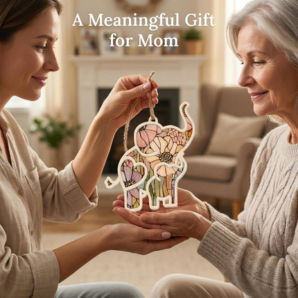 Elephant Ornament Keepsake Gift for Mom with Story Card and Envelope