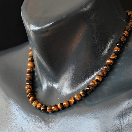 Natural Tiger Eye Beaded Choker Necklace