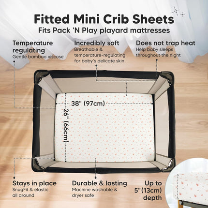 Pack and Play Fitted Sheets - 2-Pack Mini Crib Sheets, Butterflies