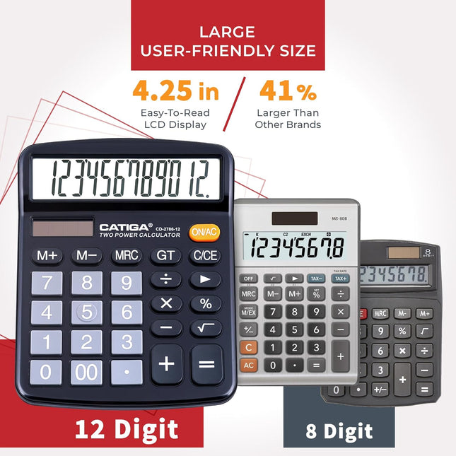 12-Digit Desktop Calculator with Large LCD