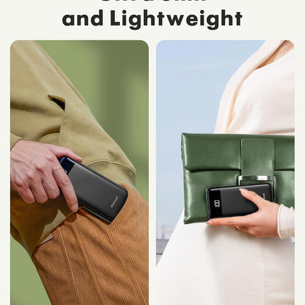 Slim 10000mAh Portable Charger with Built-In Cables