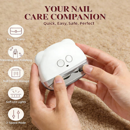 Electric Nail Clipper with LED Light and 3 Speeds