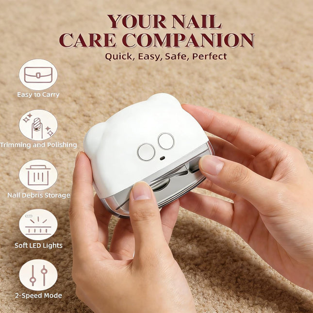 Electric Nail Clipper with LED Light and 3 Speeds