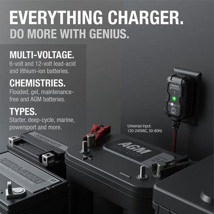 1A 6V/12V Smart Battery Charger, Maintainer & Desulfator