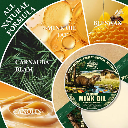 4-in-1 Mink Oil Leather Conditioner and Cleaner 3.52 oz