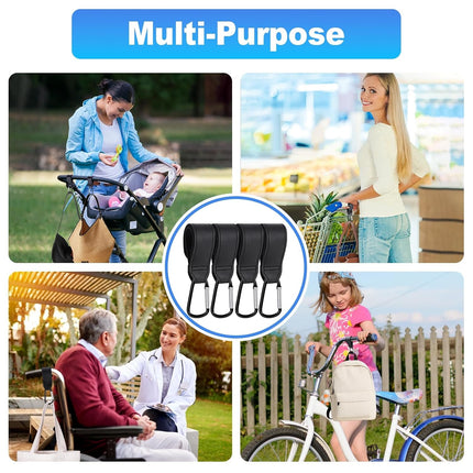 4 Pack Premium Non-Slip Adjustable Stroller Hooks