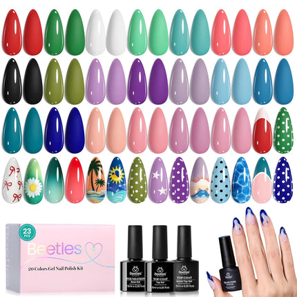 Summer Gel Polish Set - 20 Colors with Base & Top Coat