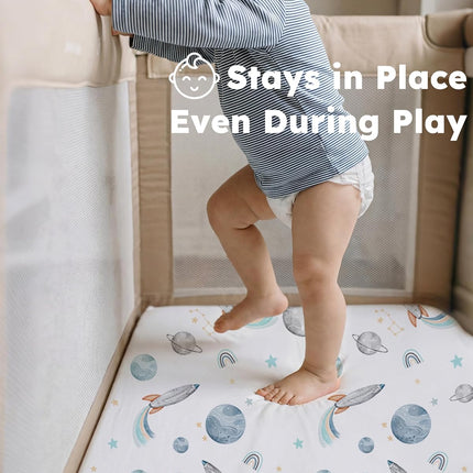 2-Pack Blue Rocket Fitted Playard Sheets, 38" x 26"