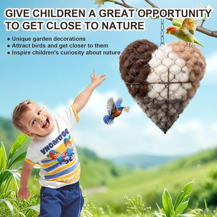 Refillable Alpaca Fiber Heart Bird Nest for Garden