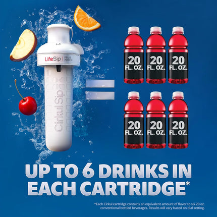 22 oz White Stainless Steel Water Bottle Starter Kit with Blue Lid and 2 Flavor Cartridges