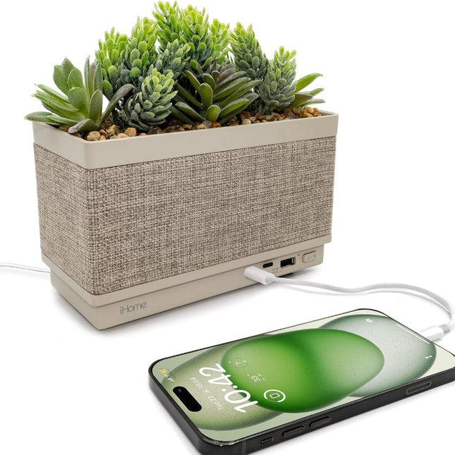 NexWave OndaNex IHome PowerPlant Charging Station, Faux Succulent with USB Charging Station — Smart Tech