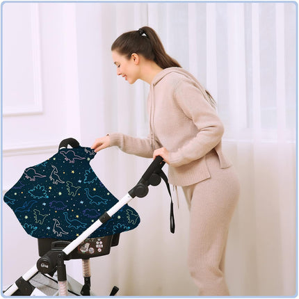 Dark Blue Dinosaur Multi-Use Car Seat Canopy Cover