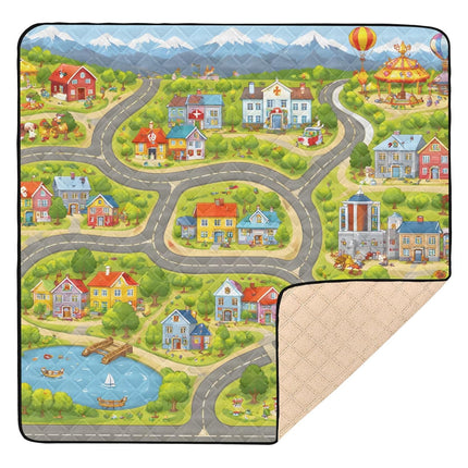 Cartoon City Road Baby Play Mat, 50 x 50 in, Foldable