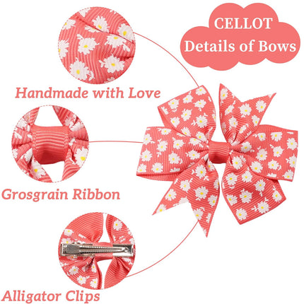 40-Piece 3 Inch Grosgrain Ribbon Pinwheel Hair Bow Alligator Clips for Girls